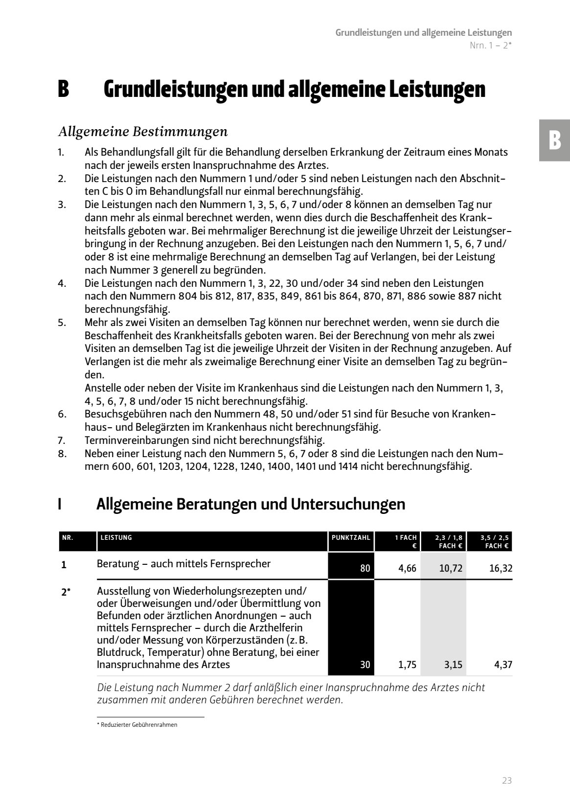 Grundleistungen allgemeine Leistungen