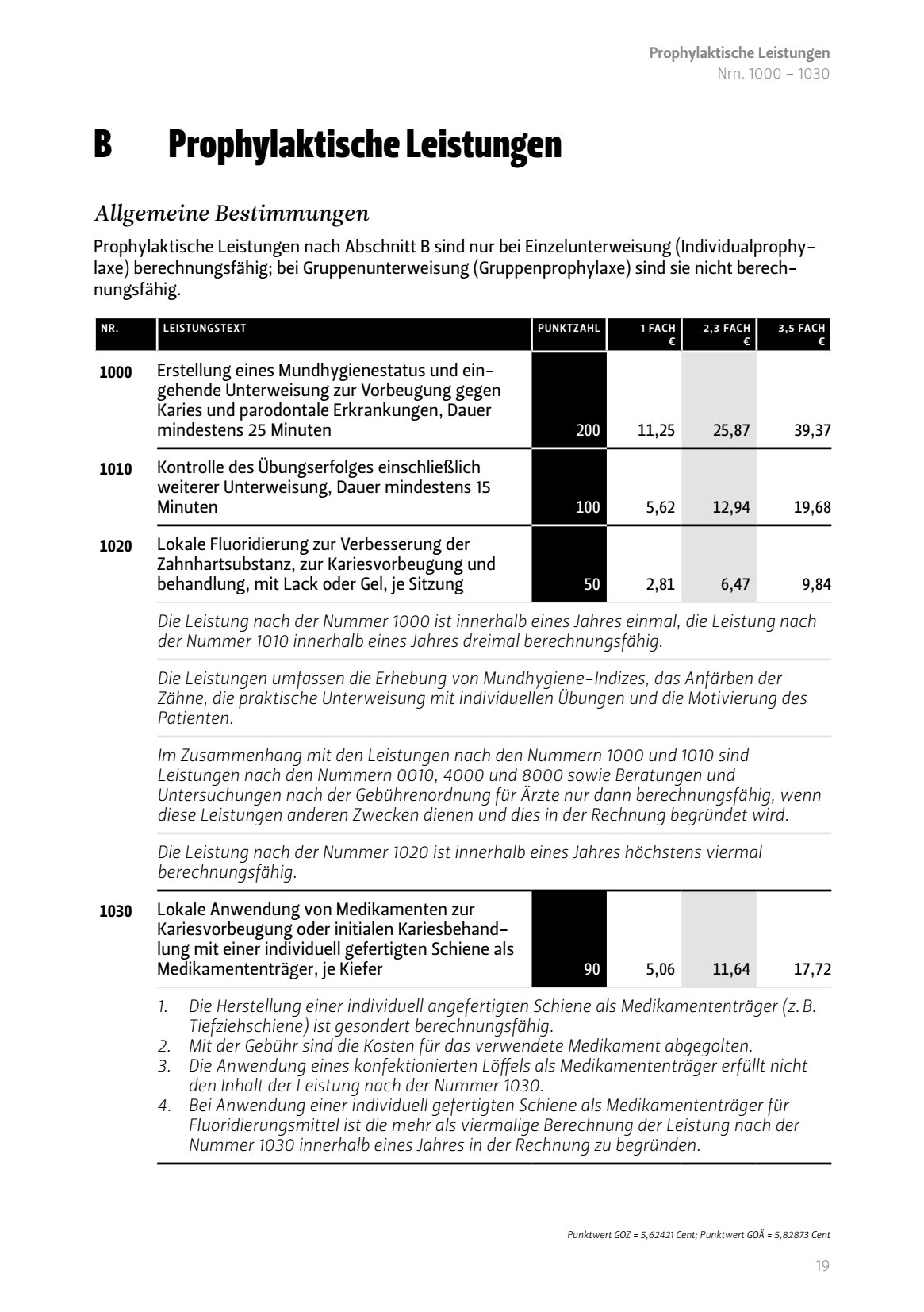 Prophylaktische Leistungen Allgemeine