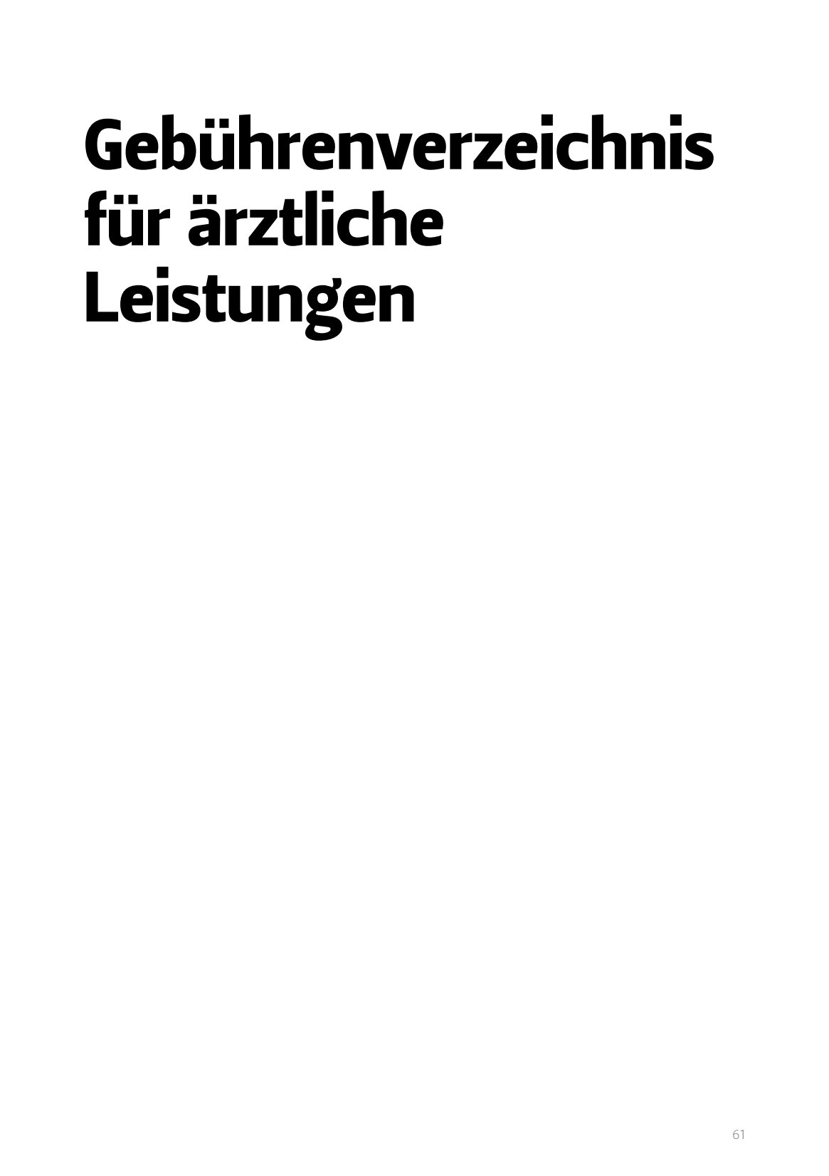 Gebührenverzeichnis ärztliche Leistungen